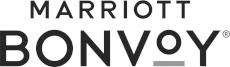 Marriott Bonvoy logo, with &ldquo;MARRIOTT&rdquo; above &ldquo;BONVOY&rdquo; in bold letters, black-on-white. logo on footer section.