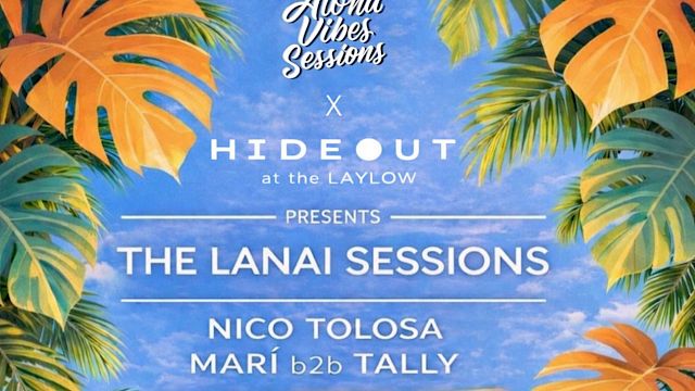 A flyer featuring event details for The Lanai Sessions with Nico Tolosa, Tally, and more.