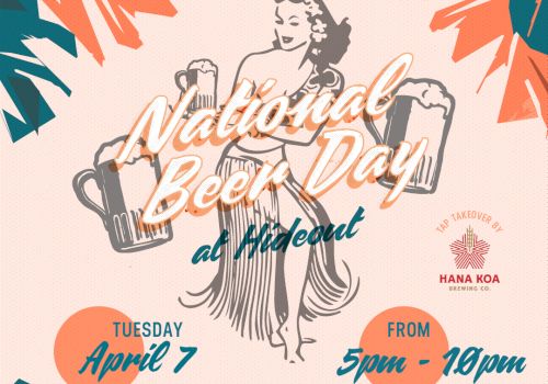 National Beer Day at Arboriet: drink specials, live vibes, and tropical decor from 5pm&ndash;10pm.