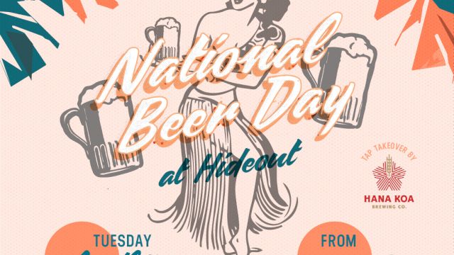 National Beer Day at Arboriet: drink specials, live vibes, and tropical decor from 5pm&ndash;10pm.